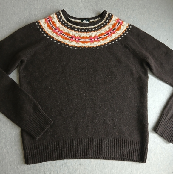 J. Crew Sweaters - J Crew Sweater Womens Large Lambs Wool Fair Isle Crew Neck Boho Cozy Western